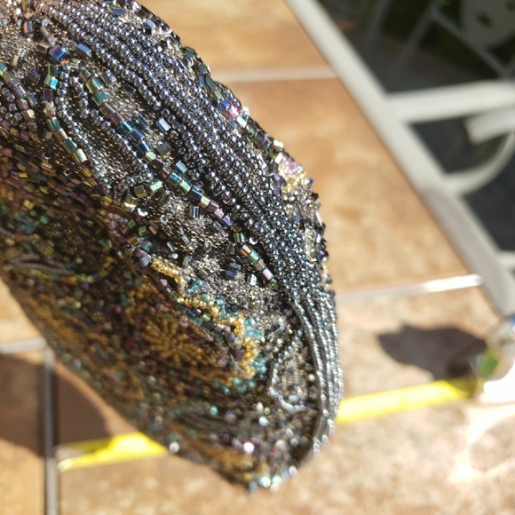 VINTAGE Lord And Taylor Black Beaded Handbag - Picture 6 of 12